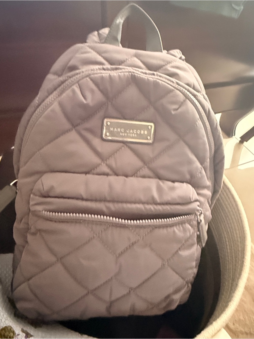 Marc Jacobs Quilted Light Gray Nylon Mini Backpack. Like New.